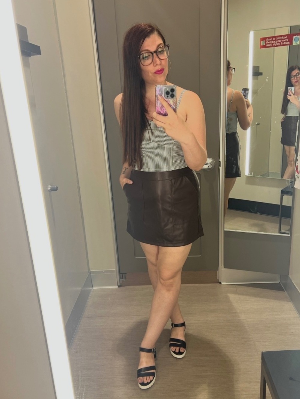 A New Day Dark Brown High Waisted Faux Leather Mini Skirt